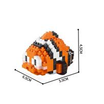 Micro Mini Brick Shark Figurine Doll Building Kit - Underwater Ocean Theme Fun Educational Toy Birthday Children's Holiday Gifts with box orange