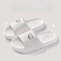 Unisex EVA meškiuko rašto šlepetės patalpoms neslystančios minkšto padėklo vonios šlepetės paplūdimio atostogų platforminės šlepetės poroms Pantuflas 36-37 balta