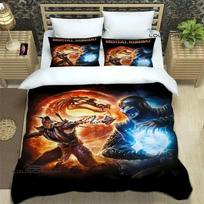 Mortal Kombat animacinių filmų spausdinimo patalynės komplektai Išskirtinių reikmenų rinkinys Antklodės užvalkalas Lovos uždangalo komplektas Patalynės komplektas Prabangi gimtadienio dovana 70x133cm 3pcs