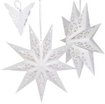 Party Deco Saska Christmas Popierinė dekoracinė žvaigždė 45 cm, 9 atšakos, balta