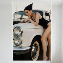 Seksualus moteriškas bodis be rankovių Tatuiruotė Vintage Baltas automobilis Karinė kepurė Retro Metalinė skarda Barui Pub Namų sienų dekoravimui 20x30cm（7.8x11.8inch） gray