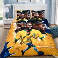 Futbolo žvaigždės patalynės užvalkalas su pagalvės užvalkalu Neymar lovos komplektas suaugusiems berniukui mergaitei miegamojo dekoravimas Viengulis Dvigulis Pilnas Karališkas Dydis EU Single(135*200cm)3pcs