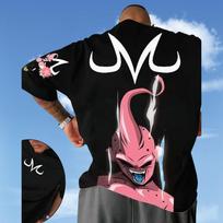 Dragon Ball Z Trend 2026 Vasara Populiarus Vyriškas Ypač Dydžio Medvilninis Marškinėlis Juodas Anime Rašto Spaudinys Gatvės Stilius 3XL gray