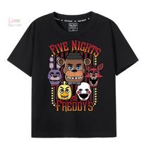 Marškinėliai 4–14 metų FNAF At Freddys Marškinėliai vaikams Humoro Marškinėliai Apvalia kaklo iškirpte Marškinėliai berniukams mergaitėms Trumpomis rankovėmis Viršutiniai drabužiai 150 black