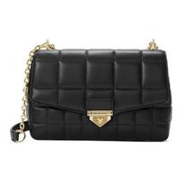 Michael Kors MK Soho dygsniuotas auksinės sagties atvartas vientisos spalvos grandinėlė odinė rankinė per petį moteriškos rankinės Juoda 30F0G1SL4L-001 Basic Set (Bag+Dust Bag) black