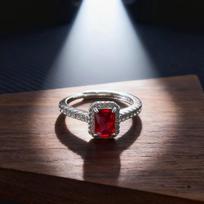 Retro Light Luxury Imitation Rectangular Cultivation Emerald Ring Female Versatile Classic Princess Four-Claw Colored Treasure Ring Adjustable opening gray