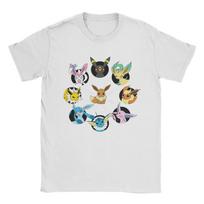Per dydžio T-shirt Vasarinis Pokemon Eevee Eevolutions Hip Hop T-shirt Medvilninis T-shirt Vyrams Y2K Pigus Trumpomis Rankovėmis Viršutinės Dalys 3XL gray