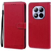 Skirta Redmi Note 15 Pro dėklas Xiaomi Redmi Note 15 4G dėklas Piniginė Odinis atverčiamas dangtelis Skirta Redmi Note 15 Pro Plus 5G dėklas Coque Funda Note 15 Pro 4G tamsiai raudona spalva