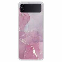 For Samsung Z Flip 4 5 3 Case Stripe Fold Cover Hard PC Case For Samsung Galaxy Z Flip5 Case Foldable Tansparent Marble  Coque Z Flip 4 gray