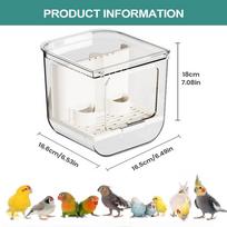 Parrot Feeder Clear Bird Feeder Container Cage Food Dispenser For Conure Parrot Parakeet Cockatoo Canary Finch Cockatiel white