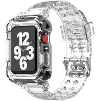 Dėklas+Apyrankė Apple Watch juostai 44mm 40mm 45mm 41mm permatoma Sportinė apyrankė+Apsauginis buferis iwatch serijai 8 7 6 se 9 44mm series 654 Se skaidri