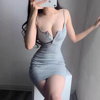 Spice Girl Sexy Fashion Low Chest Off-Shoulder Suspender Dress Women's Summer Elastic Slim Bottom Versatile Hip Wrap Skirt XL pilka spalva