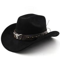 Ox Head Suede Western Cowboy Hats  Man Cowgirl Top Hats for Party Vintage Garden Hat  Cowboy Accessories Woman  Cosplay Hat 55-58cm juoda
