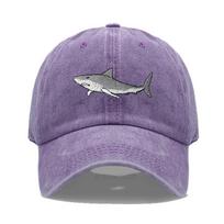 Animal Shark Embroidered Baseball Cap For Women Men Fashion Adjustable Washed Cotton Dad Hat Unisex Classic Golf Caps Adjustable gray