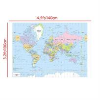 Pasaulio žemėlapio sieninis plakatas Didelis Detalus Edukacinis Politinis Žemėlapis Mokyklai Namams Biuro Dekoras 140cm*100cm(Non-woven) white