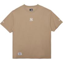 New Era MLB New York Yankees Logo Embroidered Crew Neck Short Sleeve T-Shirt Unisex tops Khaki 14341319 XXL gray
