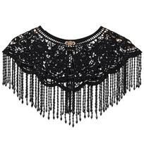 Elegant Pearls Fringe Antique Shawl For Women And Lady Soft Polyester Fabric Beads Detailing Delicate Beaded Cloak