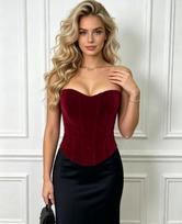 Summer New Pure Sweet Spice Girl Shape Skinny with Zipper Velvet Fishbone Corset Top L bordinė