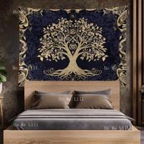 Tree Of Wall Tapestry Yggdrasil Hanging Norse Viking Art Life Large Mythology Decor 74x94cm(29x37in) black