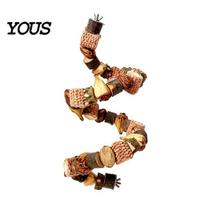 Bird Cage Perch Chew Toy, Natural Corncob Wood Parrot Bendable Budgie Accessory Spiral Perch, for Conures Cockatiels Budgies Beak Grinding Tool 60cm brown