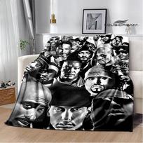 Hip-hop 2PAC spausdintas pledas Pledas iškylai Šilti pledai Lauko pledas Namų lovos užtiesalai pledai lovoms Gimtadienio dovana 75x90cm gray