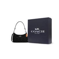 COACH Teri Džinsinis su odiniu peties krepšys Vidutinio dydžio Moteriškas Juodas CDE43-SVBK One Size 3 black