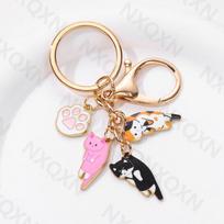 Cat Pet Paw  Animal Footprint Key Chains Souvenir Gifts For Women Men Cay Keys DIY Handmade Jewelry Bag Charm white