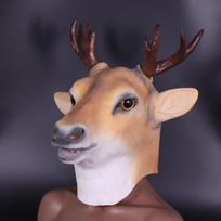 Helovino gyvūno latekso kaukė su elnio ragais, realistiška ir miela, juokingi nauji karnavalo vakarėlio rekvizitai Sika deer brown