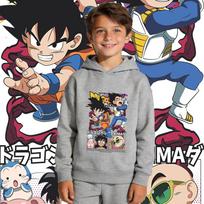 Dragon Ball Youth Large-Sized Sports Hooded Sweatshirt - Saiyan Anime Print Children's Breathable Comfortable Coat 140 gray