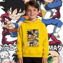 Dragon Ball Youth Large-Sized Sports Hooded Sweatshirt - Saiyan Anime Print Children's Breathable Comfortable Coat 160 yellow