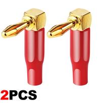 4mm Speaker Banana Plugs 90 Degree Right Angle Gold Plated L-shaped Connectors Banana Plug for Audio Video Speaker WireGood product 2X Red