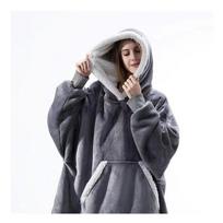 21 Lazy Day Hooded Fleece Pajama Set - Warm Pullover Blanket for Indoors & Out One Size Vacuum Pack pilka