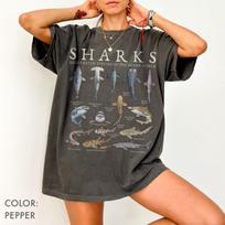 Shark Shirt Comfort Colors®, Vintage Shark Species Shirt, Marine Biology Graphic Tee, Retro Ocean Animal Shirt, Fish Shirt, Shark Lover Gift 100