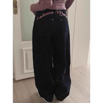 Womens High-Waisted Wide-Leg Denim Jeans With Back Letter Embroidery Streetwear Slim Fit Vintage Washed Cotton Blend Small juoda