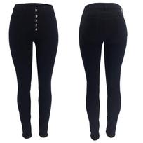 High Waist Stretch Denim Pants Women Slim Fit Pencil Jeans With Button Fly Elasticity Casual Office Wear XL juoda