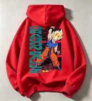 Dragon Ball Retro Autumn/Winter Children's Comfortable Hooded Sweatshirt - Cool Goku Anime Big-Size Warm Pullover Sweatshirt 140 black