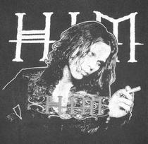 HIM band Smoking  black  Cotton All s Unisex shirt Cotton Oversize Large Size M gray