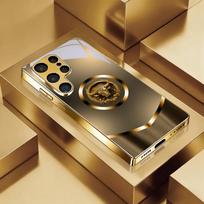 Taurus Medallion Electroplated Golden Phone Case For Samsung Galaxy S25 S24 S26 S23 S22 S21 S20 Ultra Plus FE S26 5G Glass Cover Galaxy S26 Ultra