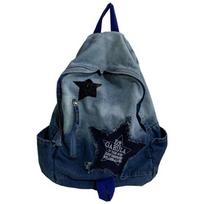 New Star Pattern Denim Backpack Large Capacity Book Bag Punk Travel Backpack Students