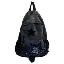 New Star Pattern Denim Backpack Large Capacity Book Bag Punk Travel Backpack Students