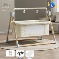Išmanus elektrinis kūdikio supamas lopšys ir raminanti sūpuoklinė kėdutė naujagimiams Bare Cradle + Mosquito Net + Carry Bag beveik baltos spalvos