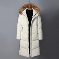 Kanados mada Žieminė striukė Vyriška pūkinė striukė Parka Vyriškos baltos žąsies pūkinės striukės Kailinė apykaklė Su gobtuvu Šilta stora ilga kamšyta HWY287 XS balta