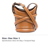 Alexander McQueen Smooth Cow Leather Bucket Bag, Crossbody Bag, Shoulder Bag Women's Brown 682683-1YBA7-2002 One Size 1 brown