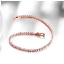 925 Sterling Silver Bracelet 16CM To 19CM Tennis Bracelet 2.5MM Zirconia Anniversary GiftGood product 18cm rožinio aukso spalvos