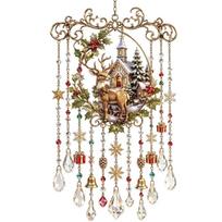 Christmas Acrylic Hanging Decoration with Colorful Artwork and Clear Faceted Pendants for Daytime Holiday Displays