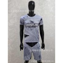 Mens UFC-Style MMA Training Set Short Sleeve T-Shirt Shorts Athletic Sportswear Lightweight Gym Workout Outfit XL gray
