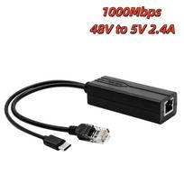 1Pcs 48V To 5V Micro Usb Type-C Poe Splitter 100/1000Mbps Gigabit Poe Camera Injector Power Supply For Huawei Hikvision 1000M A