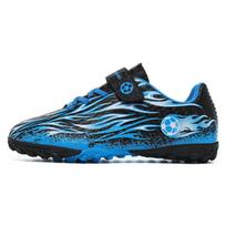 HOHO FAIR Sneakers Boys Soccer Shoes AG/TF Spike Rubber Soft Sole Kid's Professional Artificial Turf Training Football Boots for Girls 36 juoda/dangaus mėlyna spalva