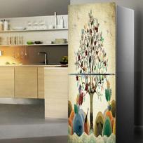 Nudžiūvusio vandens šaldytuvo lipdukai Durelių dangtis Šaldytuvas Lipni virtuvės vinilo plėvelės dekoras Tropiniai augalai Tapetai Meninė freska 60x180cm(1 pcs)