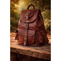 Krepšys ožkos odinė kuprinė kuprinė nešiojamasis kompiuteris Vintage Brown Travel Men 18 in ruda